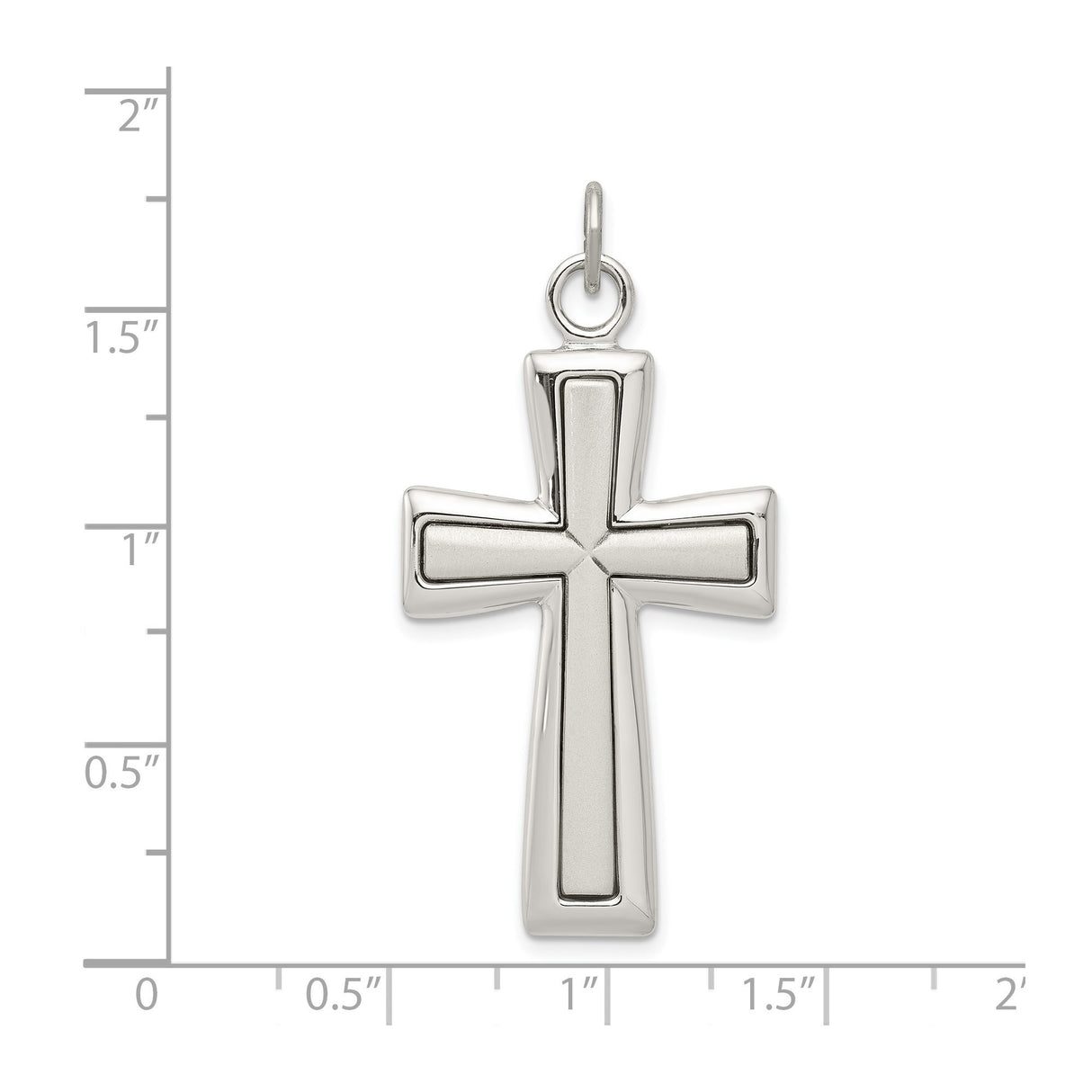 Sterling Silver Latin Cross Pendant with Beveled Edge and High Polish Finish