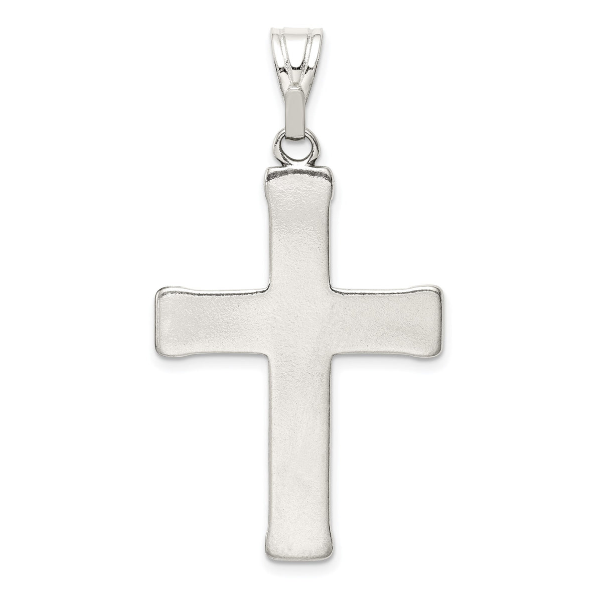 Sterling Silver Cross Pendant with Textured Tubular Design, Minimalist Christian Jewelry for Men and Women