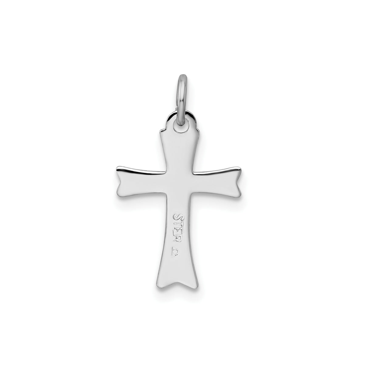 Sterling Silver Cross Pendant with Black Enamel and Flared Edges Modern Unisex Design
