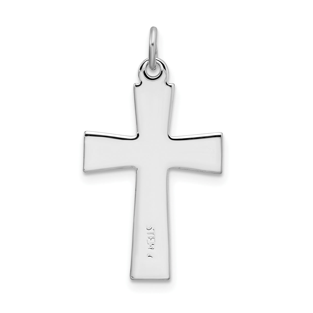 Sterling Silver Cross Pendant with Flared Latin Design, Polished Finish, Unisex Religious Jewelry