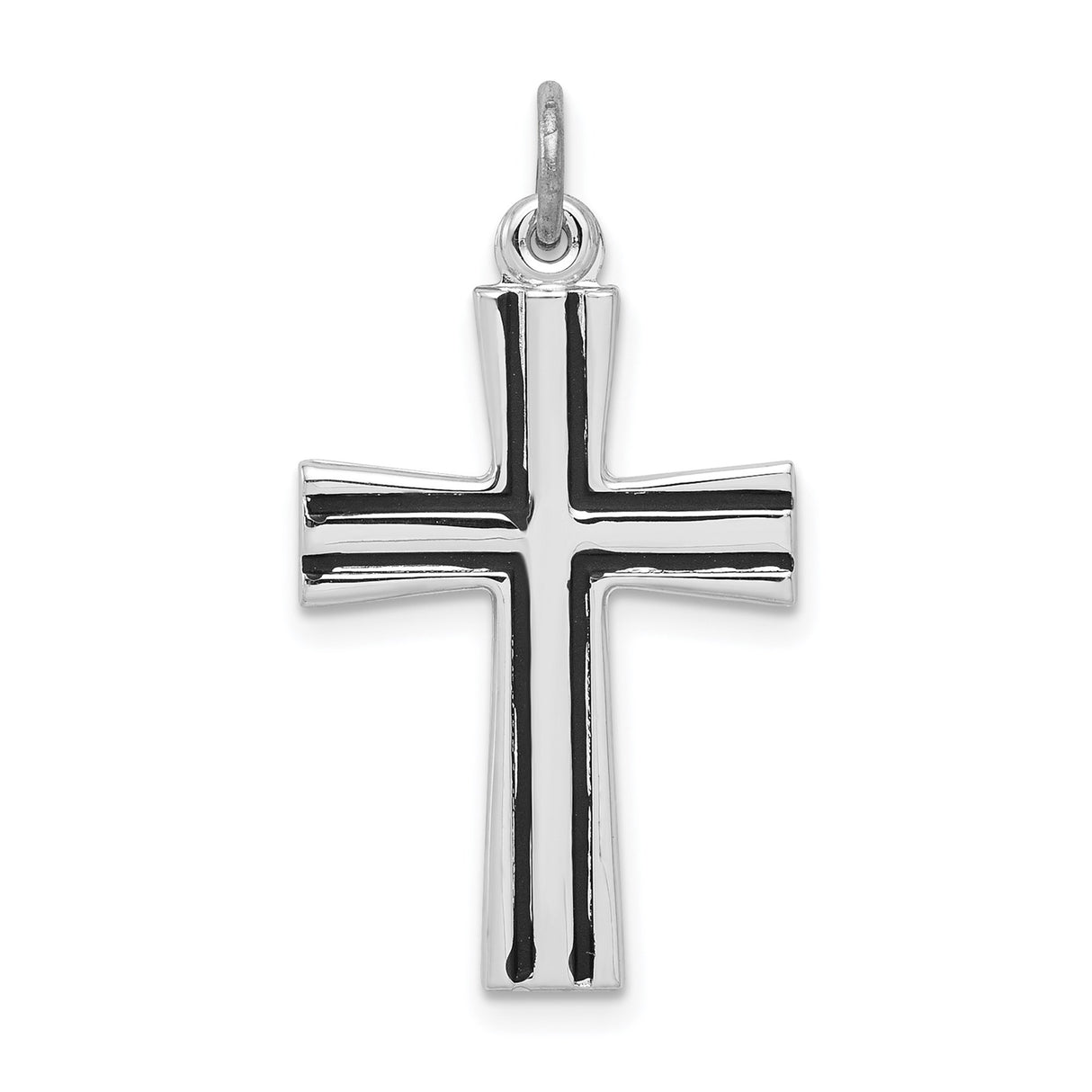 Sterling Silver Cross Pendant with Flared Latin Design, Polished Finish, Unisex Religious Jewelry