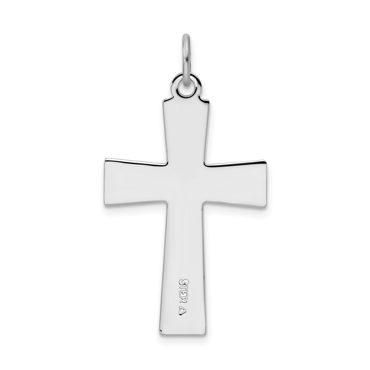 Sterling Silver Latin Cross Pendant with Polished Black Enamel, Modern Unisex Faith Jewelry