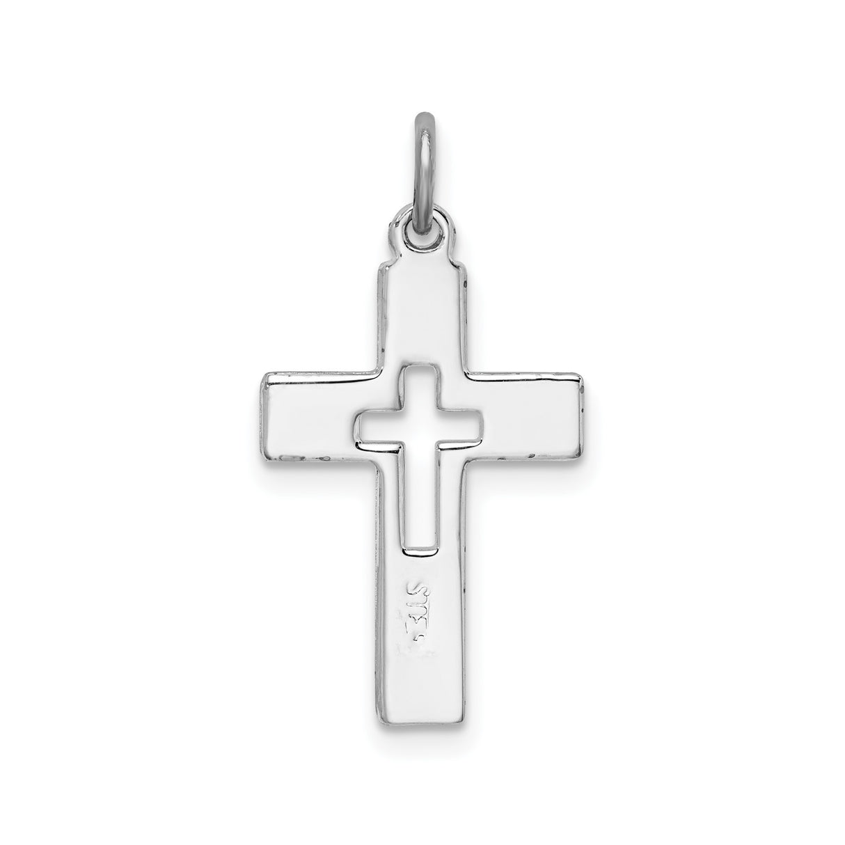 Sterling Silver Cross Pendant with Latin Cut-Out Design, High Polish Faith Jewelry for Men and Women
