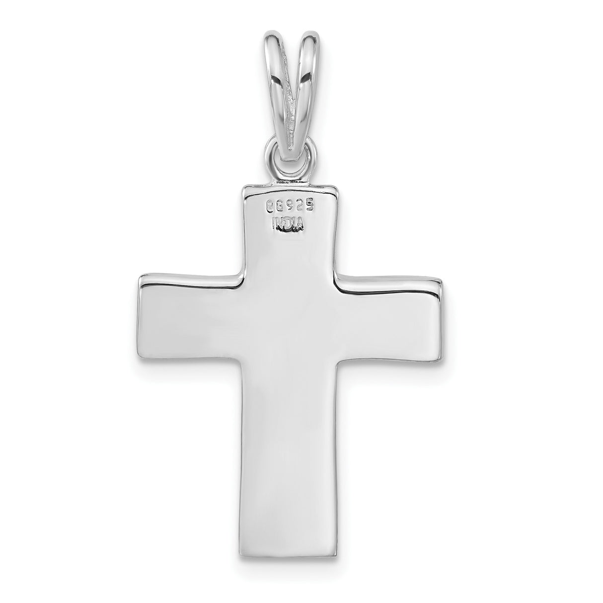Sterling Silver Cross Pendant with Textured Finish, Modern Latin Design, Unisex Religious Jewelry