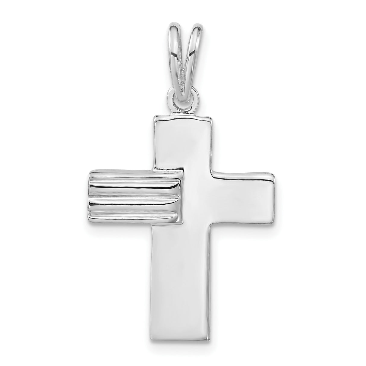 Sterling Silver Cross Pendant with Textured Finish, Modern Latin Design, Unisex Religious Jewelry