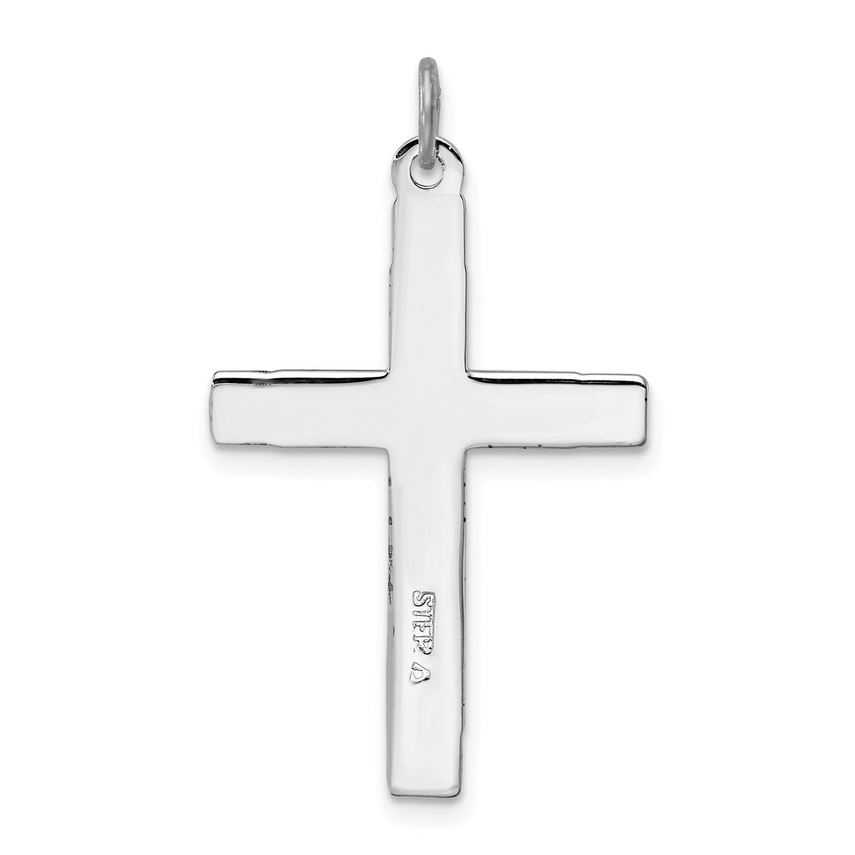 Sterling Silver Cross Pendant with Cubic Zirconia, Black Inlay, Modern Unisex Design