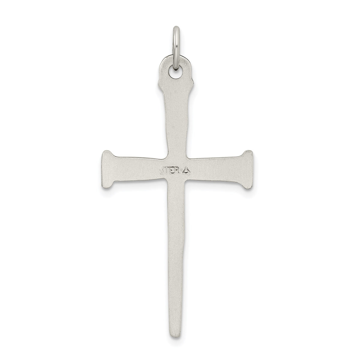 Sterling Silver Cross Pendant with Hammered Nail Design, Rustic Christian Style for Men and Women