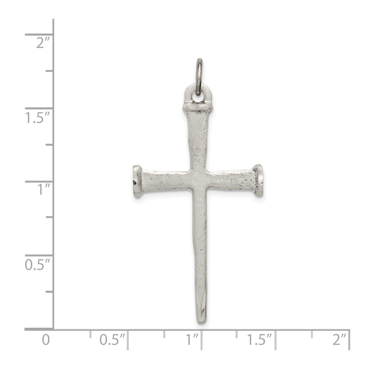 Sterling Silver Cross Pendant with Hammered Nail Design, Rustic Christian Style for Men and Women