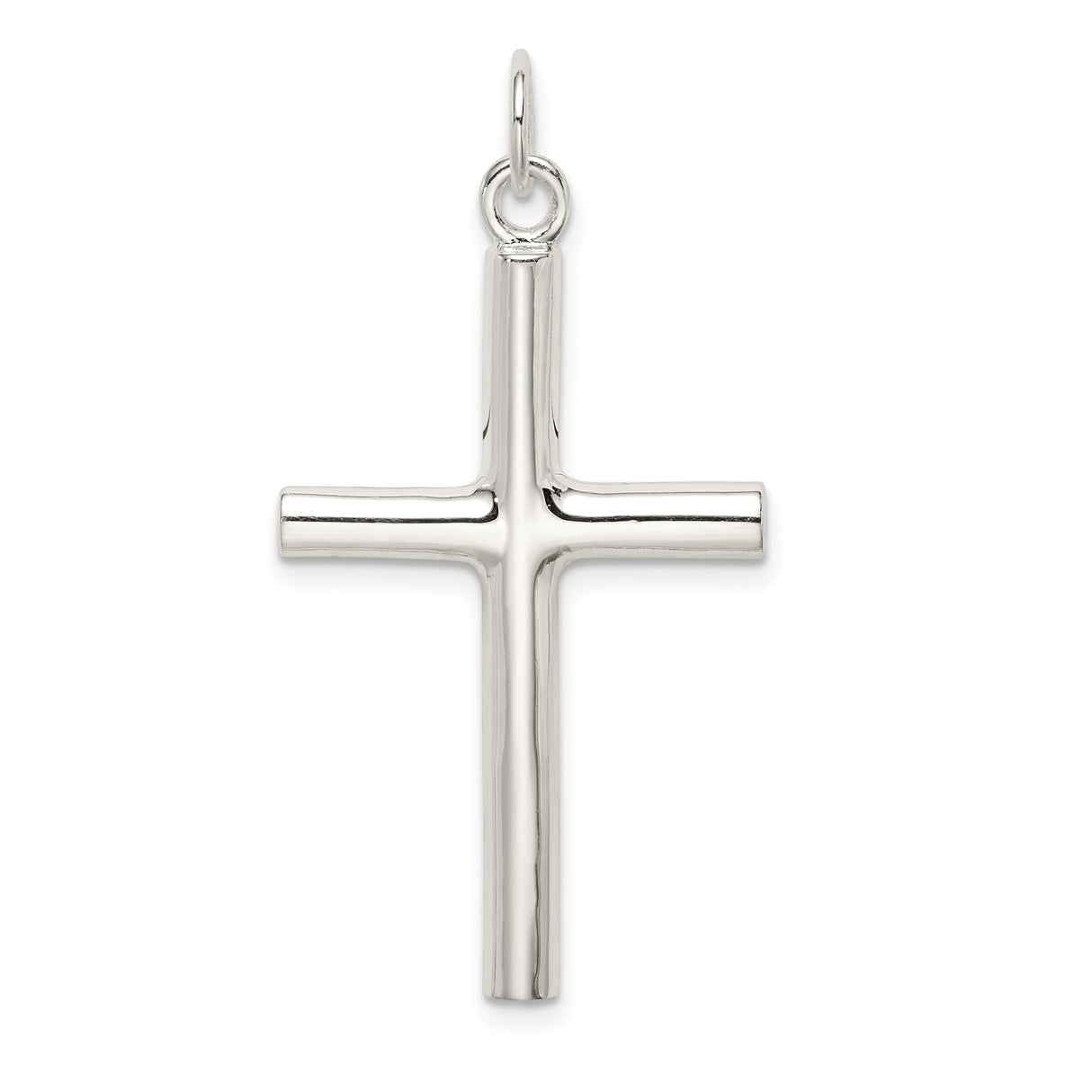 Sterling Silver Cross Pendant with Modern Minimalist Design, Unisex Spiritual Jewelry
