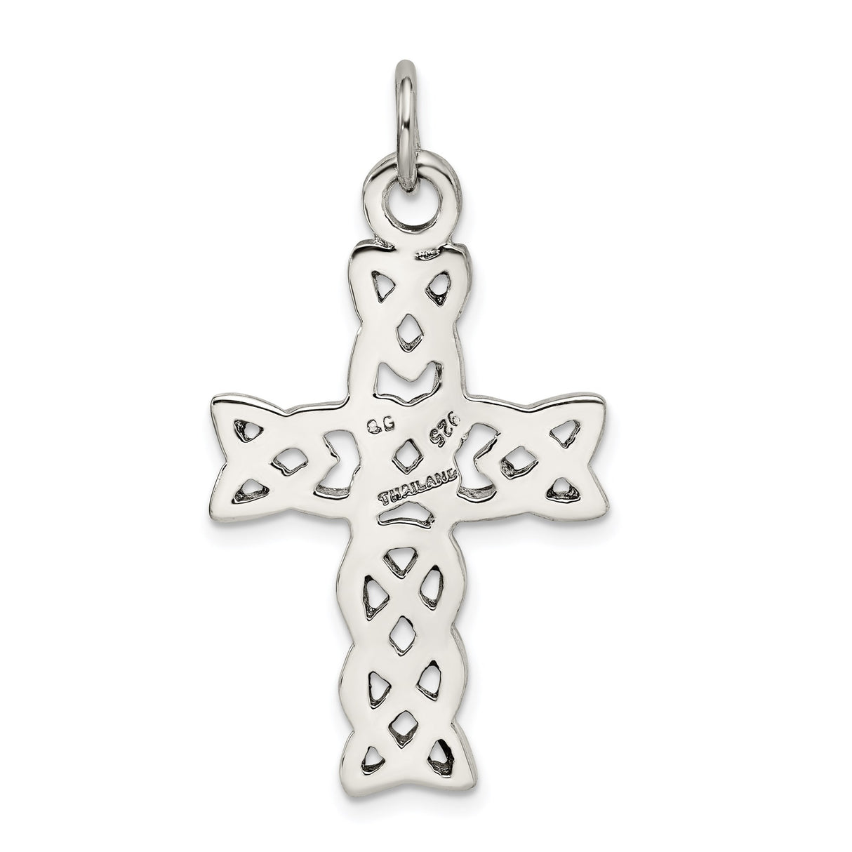 Sterling Silver Celtic Cross Pendant with Triquetra Knotwork Design