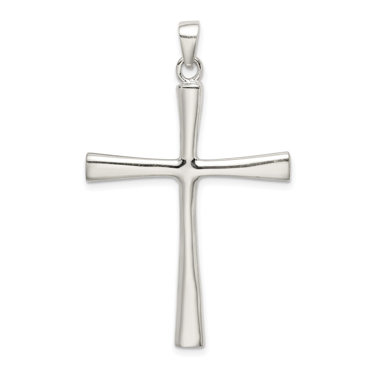 Sterling Silver Cross Pendant with Mirror Finish, Minimalist Latin Cross Charm for Men and Women