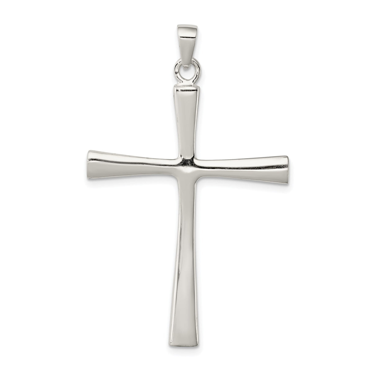 Sterling Silver Cross Pendant with Mirror Finish, Minimalist Latin Cross Charm for Men and Women