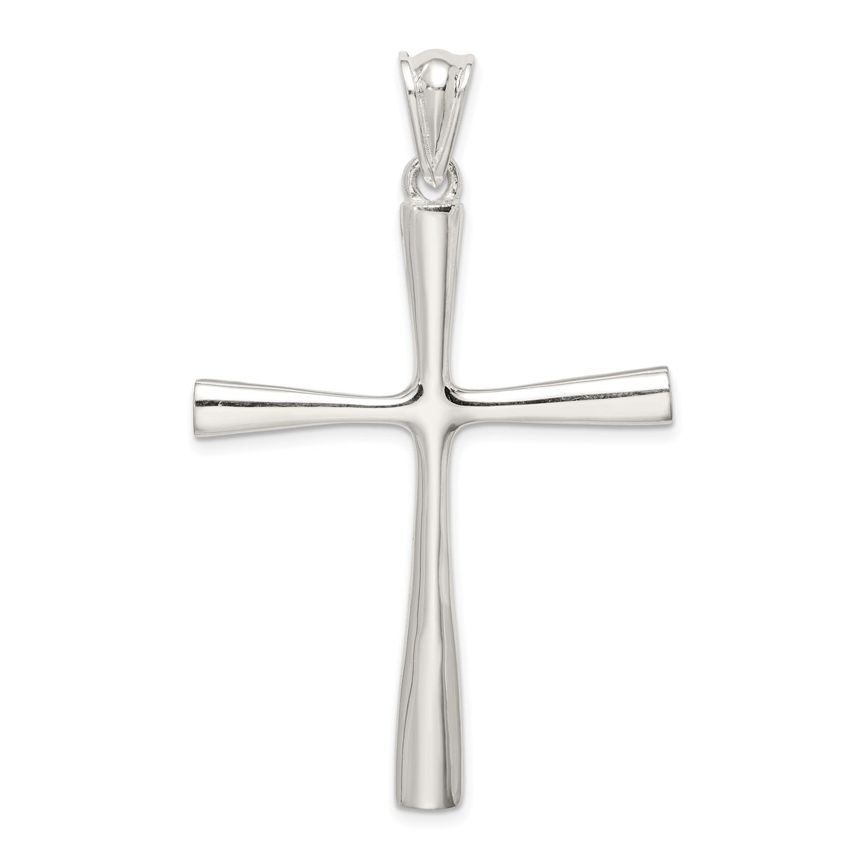 Sterling Silver Cross Pendant with Mirror Finish, Modern Minimalist Latin Cross Design