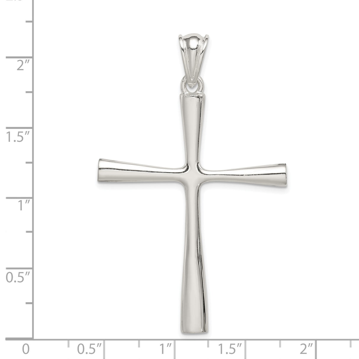 Sterling Silver Cross Pendant with Mirror Finish, Modern Minimalist Latin Cross Design
