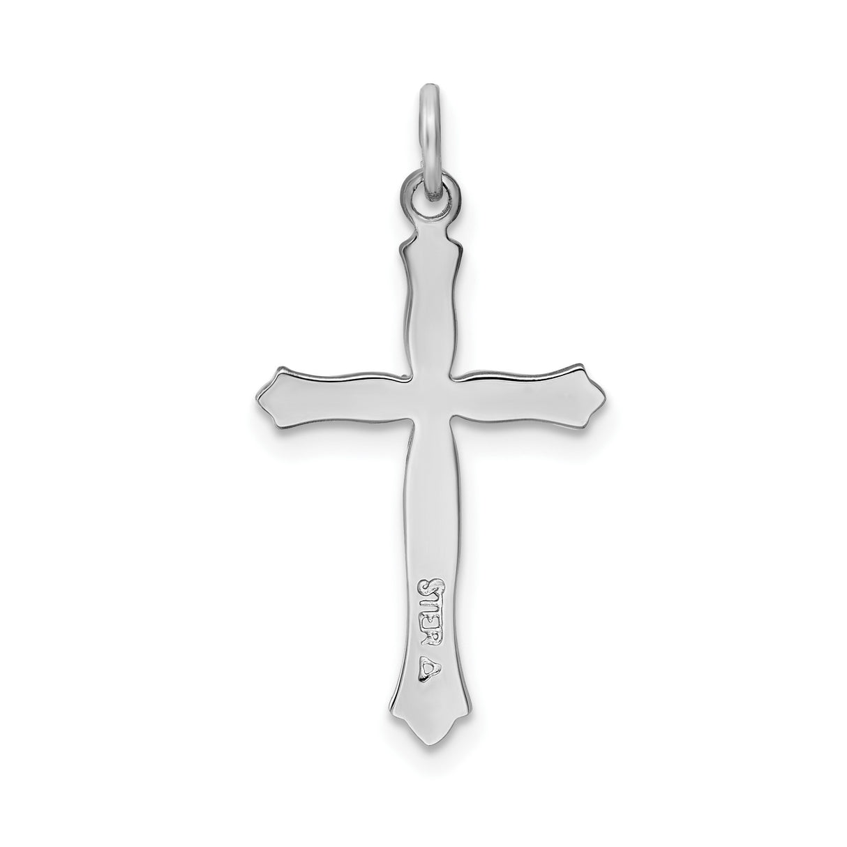 Sterling Silver Cross Pendant with Cubic Zirconia, Textured Four Arm and Dual Tone Design