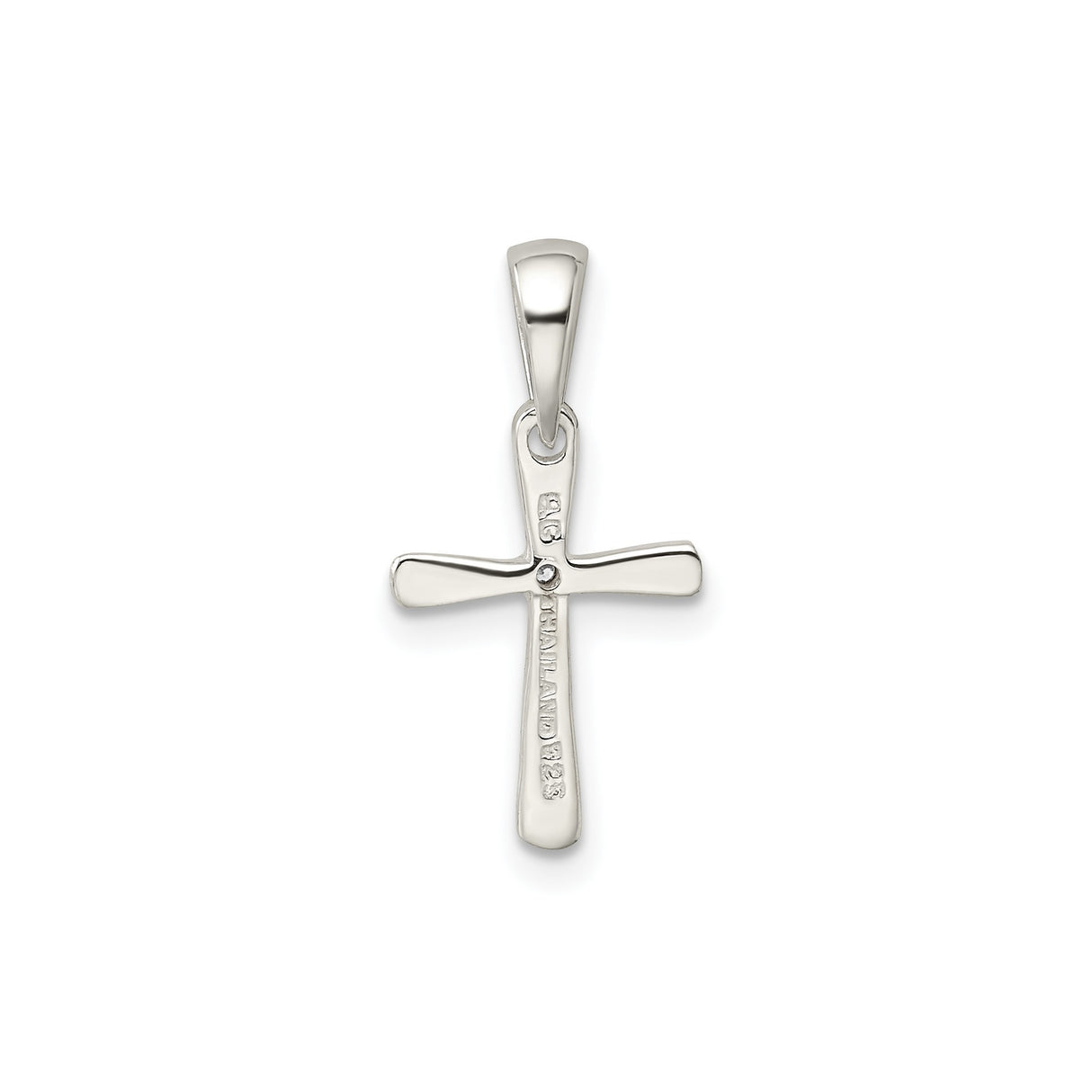 Sterling Silver Cross Pendant with Cubic Zirconia, Modern Minimalist Spiritual Jewelry