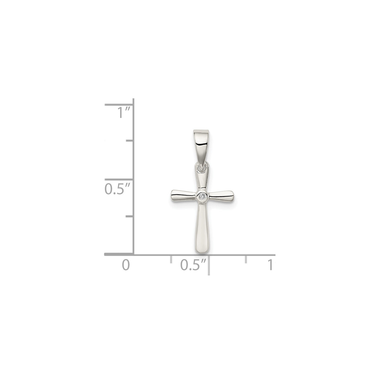 Sterling Silver Cross Pendant with Cubic Zirconia, Modern Minimalist Spiritual Jewelry