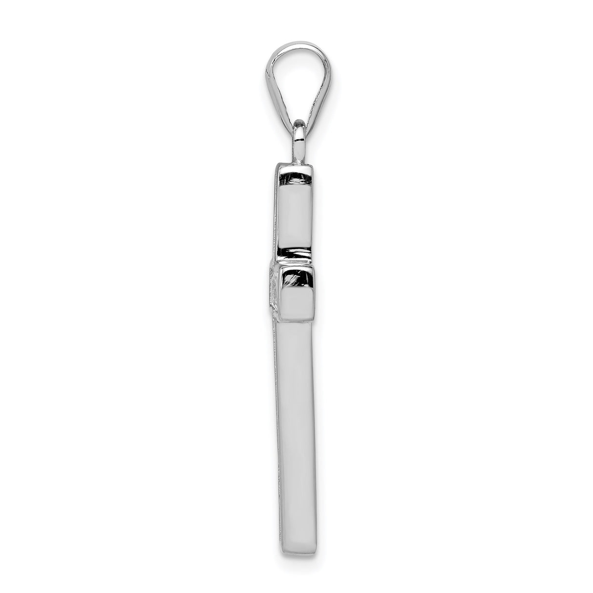 Sterling Silver Cross Pendant with Cubic Zirconia, Polished Finish, Modern Unisex Design