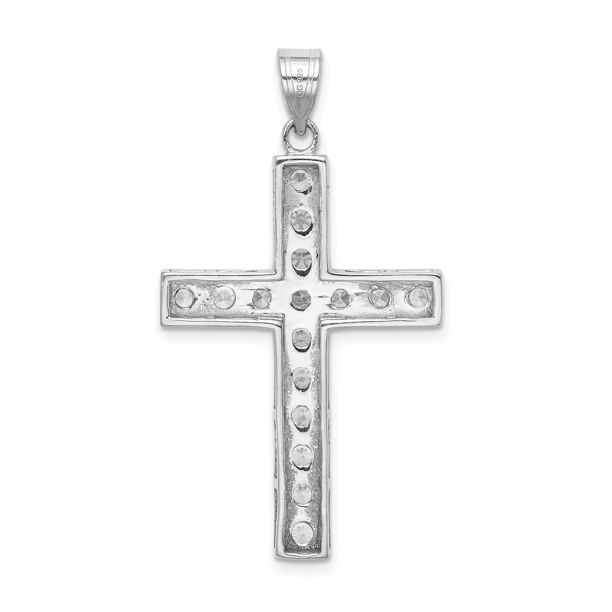 Sterling Silver Cross Pendant with Cubic Zirconia, Modern Minimalist Unisex Design
