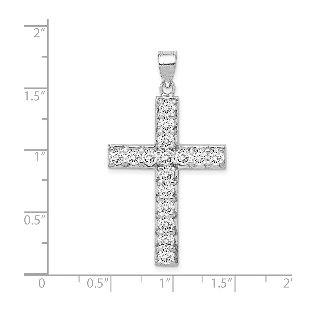 Sterling Silver Cross Pendant with Cubic Zirconia, Modern Minimalist Unisex Design