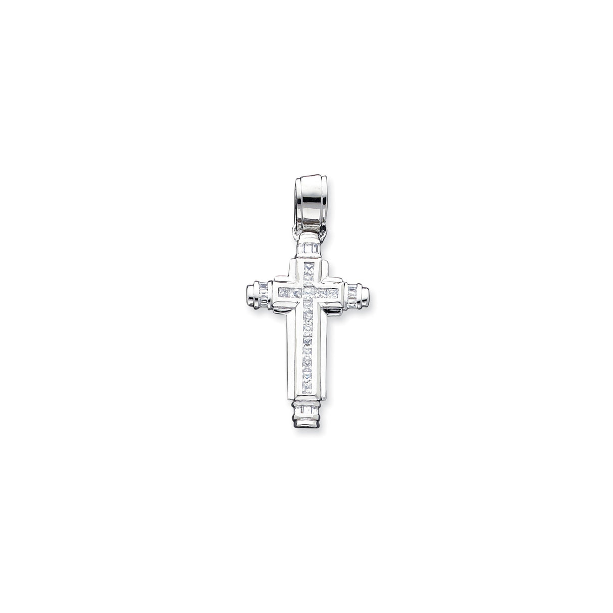 Sterling Silver Cross Pendant with Cubic Zirconia, Gold Accents, Modern Faith Style