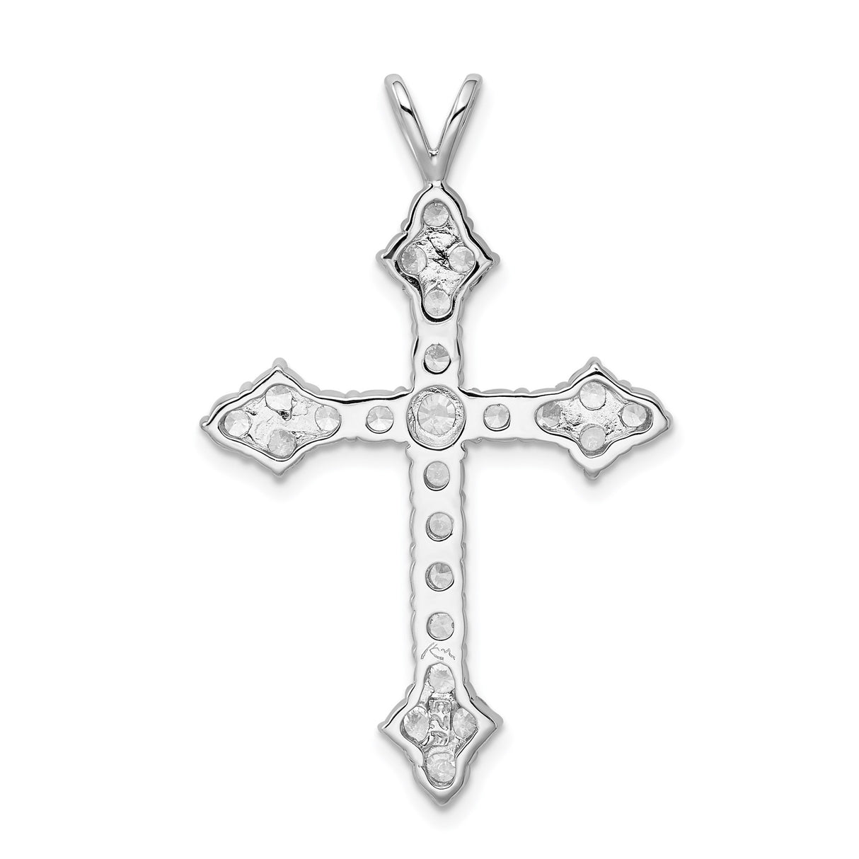 Sterling Silver Cross Pendant with Cubic Zirconia Accents, Modern Unisex Faith Jewelry
