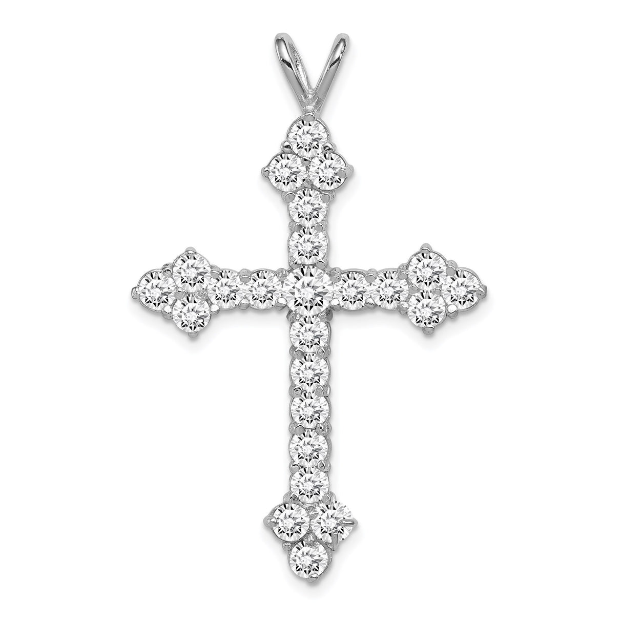 Sterling Silver Cross Pendant with Cubic Zirconia Accents, Modern Unisex Faith Jewelry