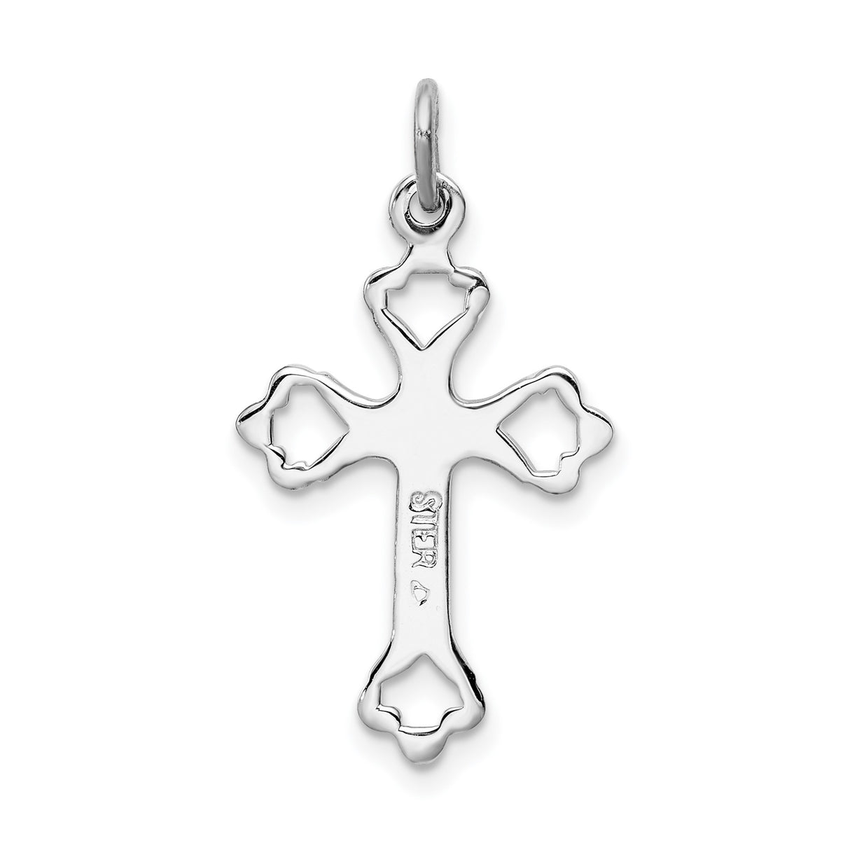 Sterling Silver Cross Pendant with Cubic Zirconia, Openwork Design, Lightweight Spiritual Jewelry
