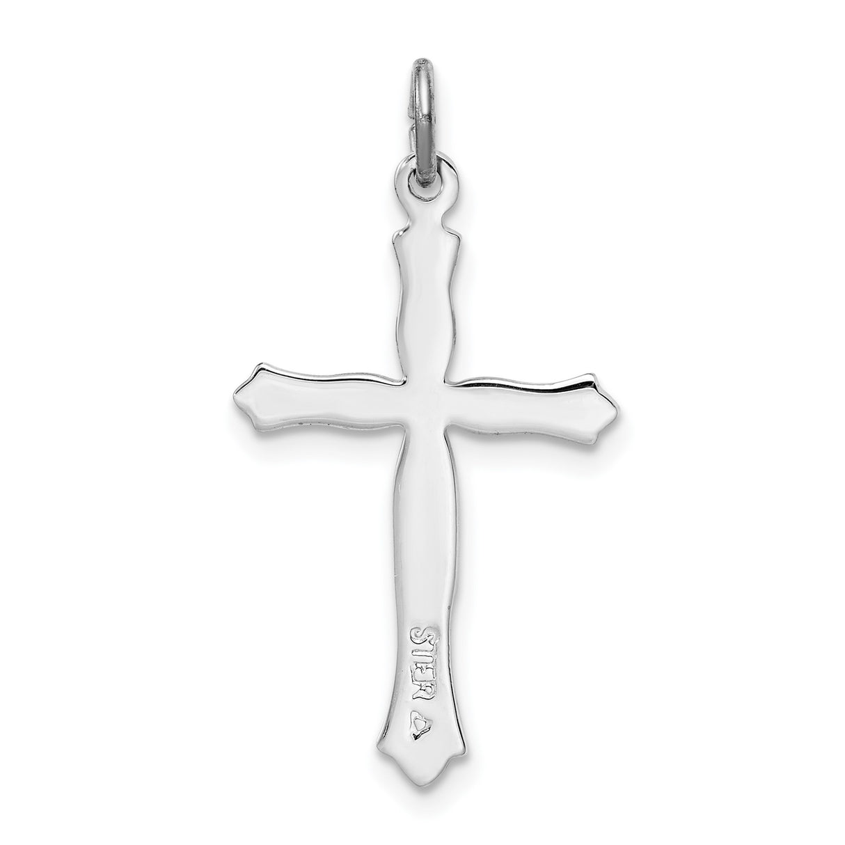 Sterling Silver Two Tone Cross Pendant with Fluted Arms and Polished Finish