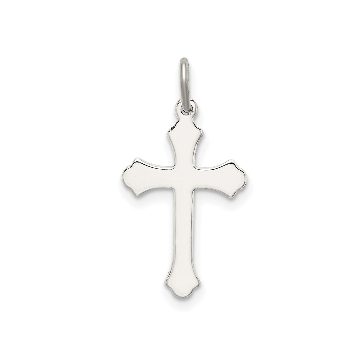 Sterling Silver Cross Pendant with Flared Ends and Baroque Scroll Accents