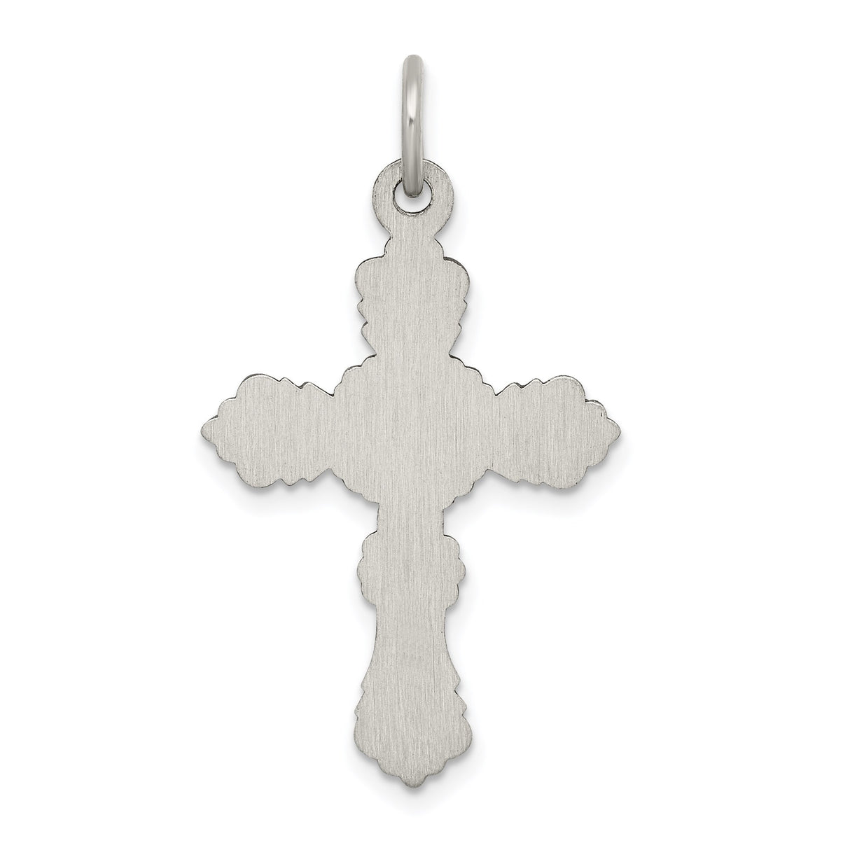 Sterling Silver Cross Pendant with Baroque Scrollwork and Aged Finish, Gothic Style