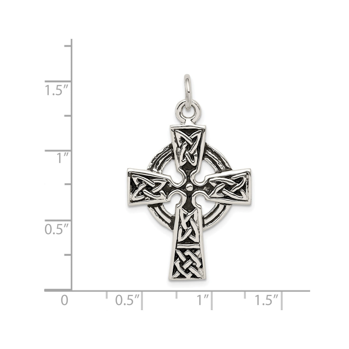 Sterling Silver Celtic Cross Pendant with Antiqued Knotwork Design for Men and Women