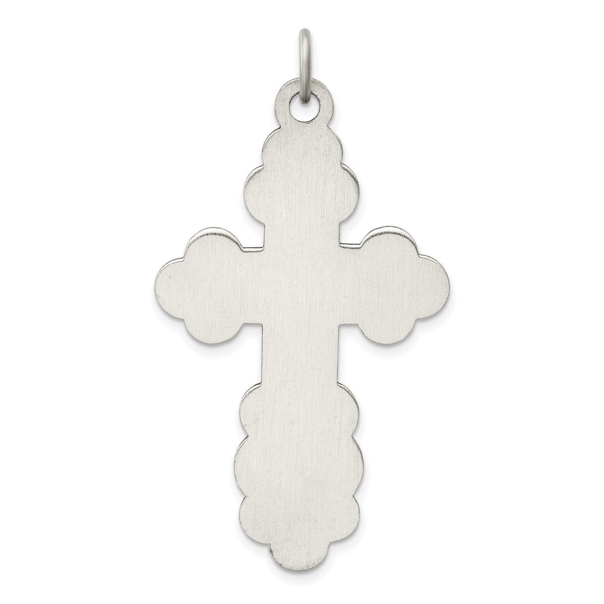 Sterling Silver Orthodox Cross Pendant with Budded Edges and Matte Finish