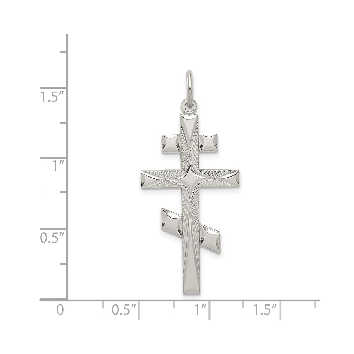 Sterling Silver Orthodox Cross Pendant with Dimensional Texture Design for Men and Women