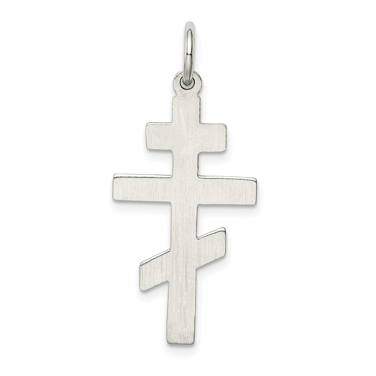 Sterling Silver Eastern Orthodox Cross Pendant, Polished Flat Back Religious Charm for Men and Women