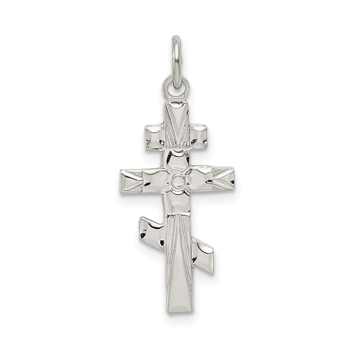 Sterling Silver Eastern Orthodox Cross Pendant with Faith-Inspired Religious Design