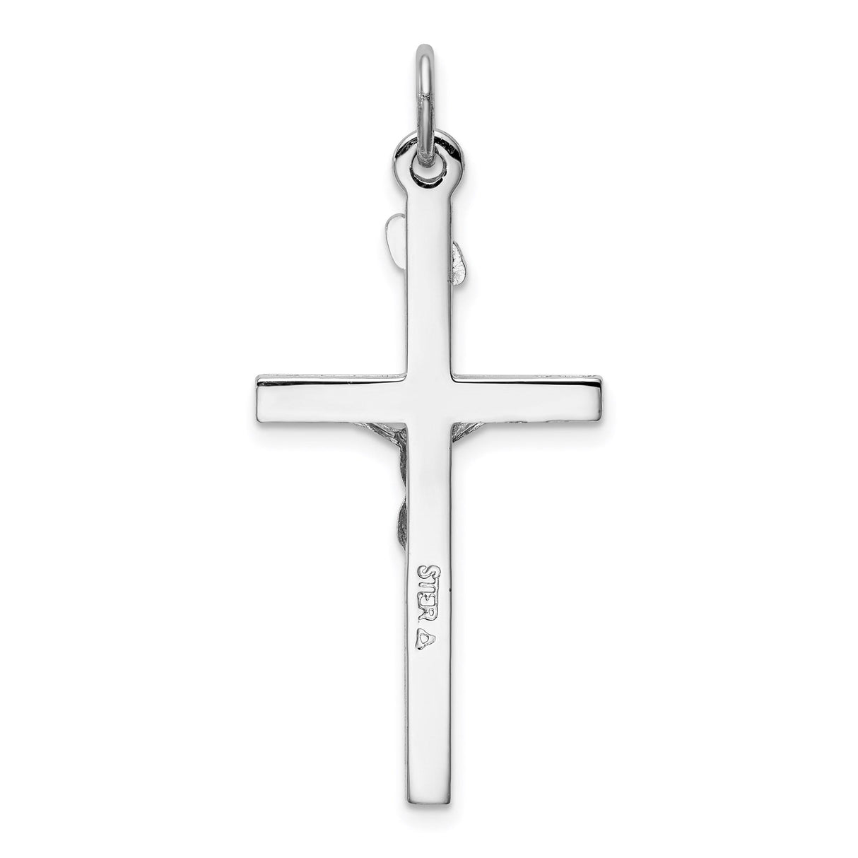 Sterling Silver Crucifix Pendant with Detailed INRI Cross and Jesus Figure Design