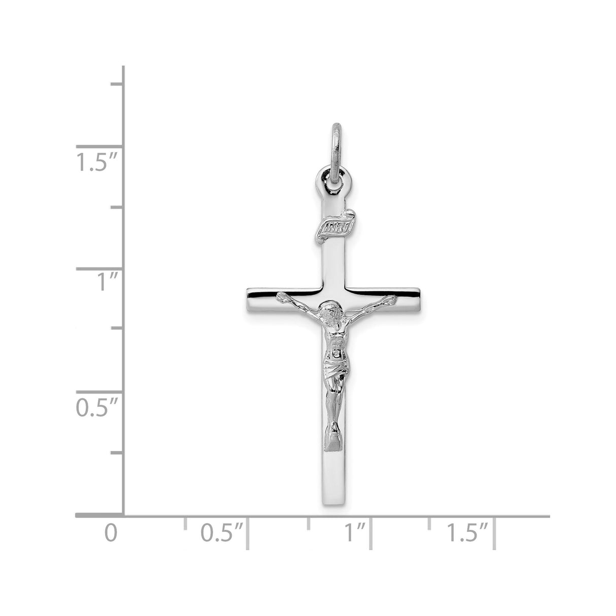 Sterling Silver Crucifix Pendant with Detailed INRI Cross and Jesus Figure Design