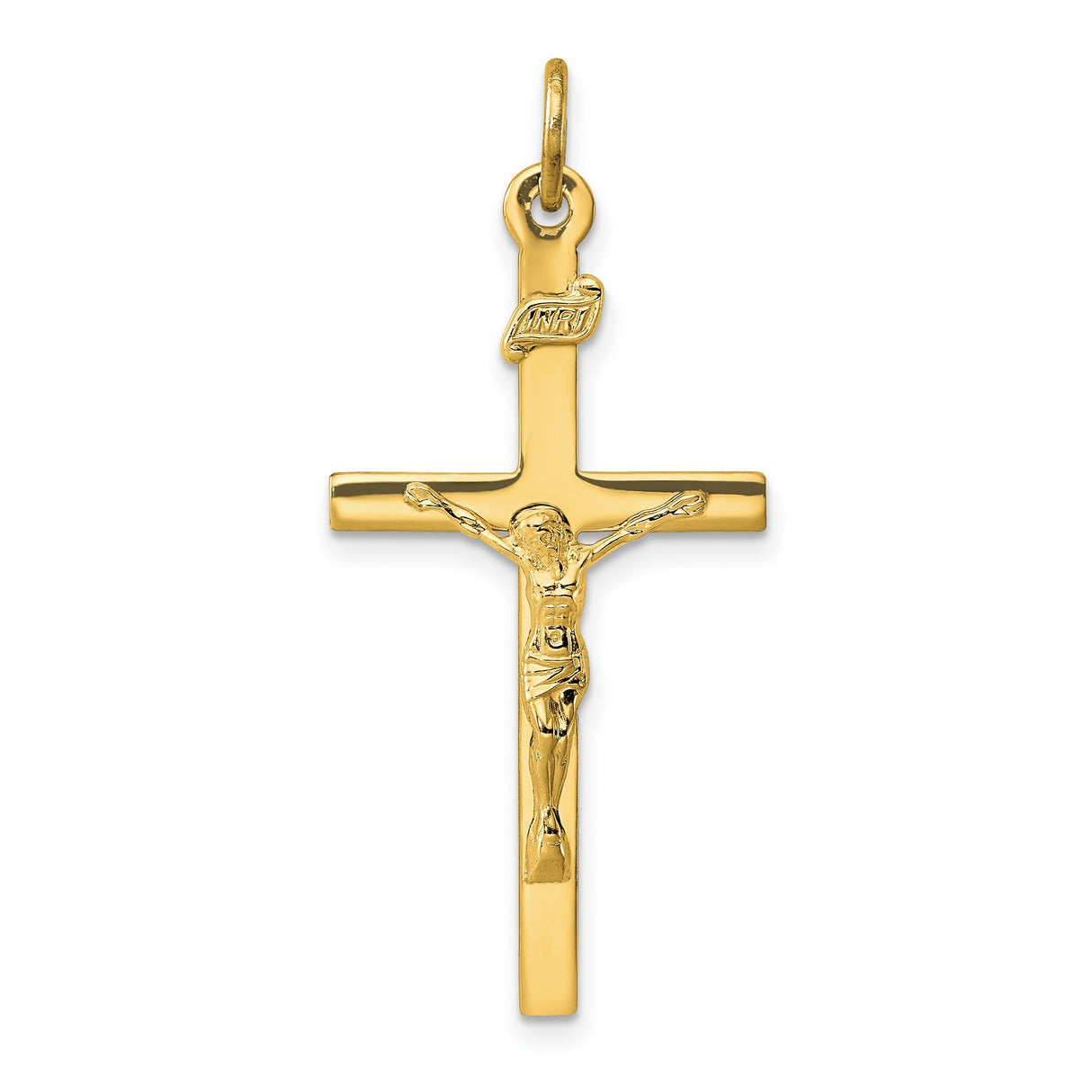 Sterling Silver Crucifix Pendant, Dual Tone INRI Latin Cross Design, Christian Catholic Jewelry