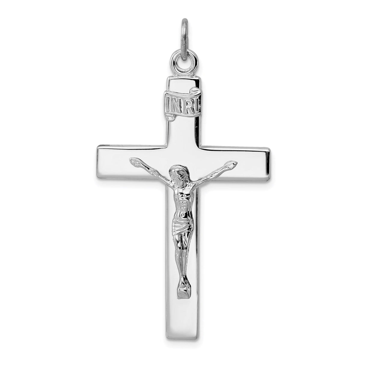 Sterling Silver Crucifix Pendant with Detailed Jesus Cross, Christian Religious Symbol