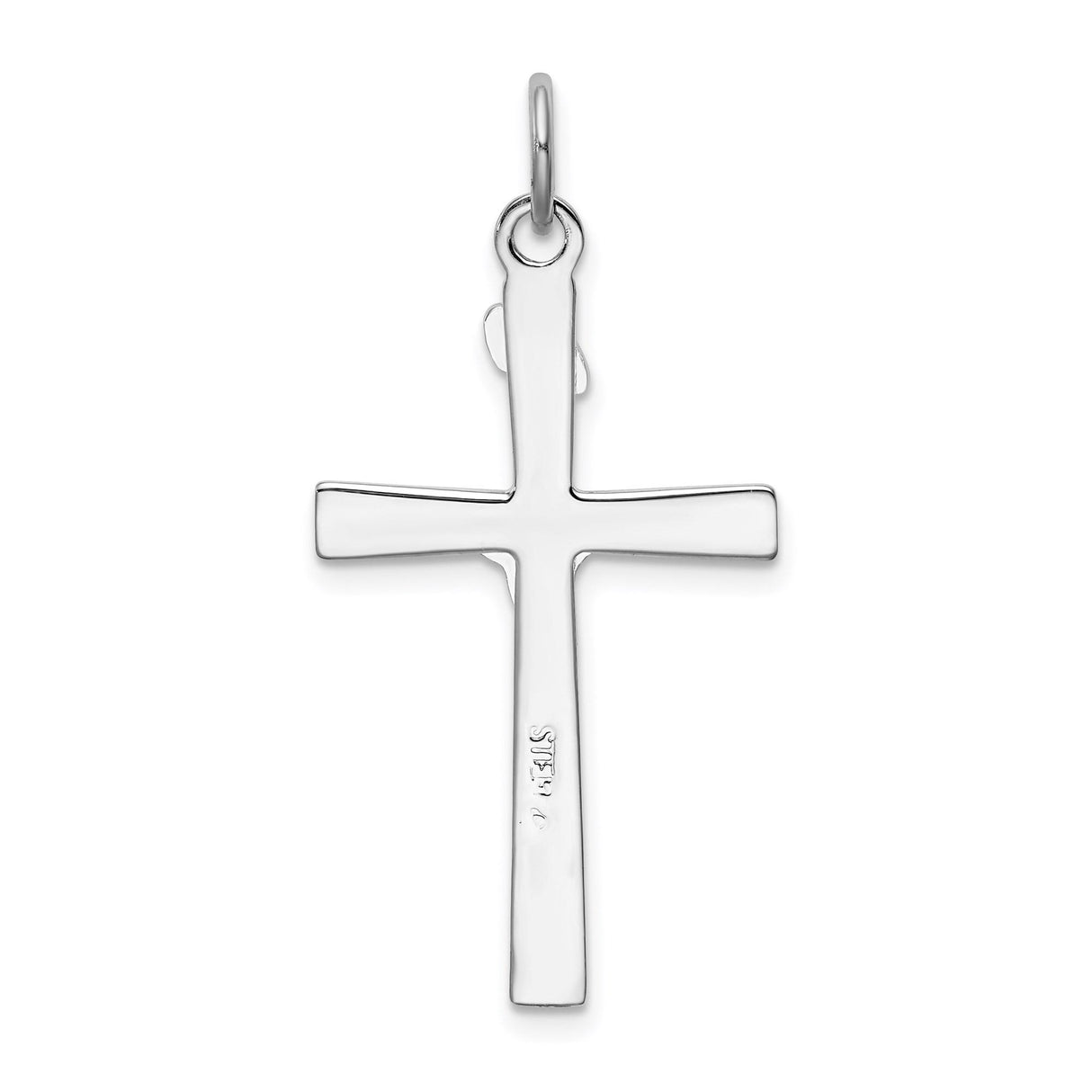 Sterling Silver Crucifix Cross Pendant with Two-Tone Jesus Figure and INRI Detail