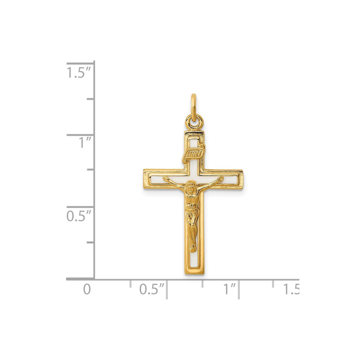 Sterling Silver Crucifix Cross Pendant with INRI Scroll and Textured Jesus Figure