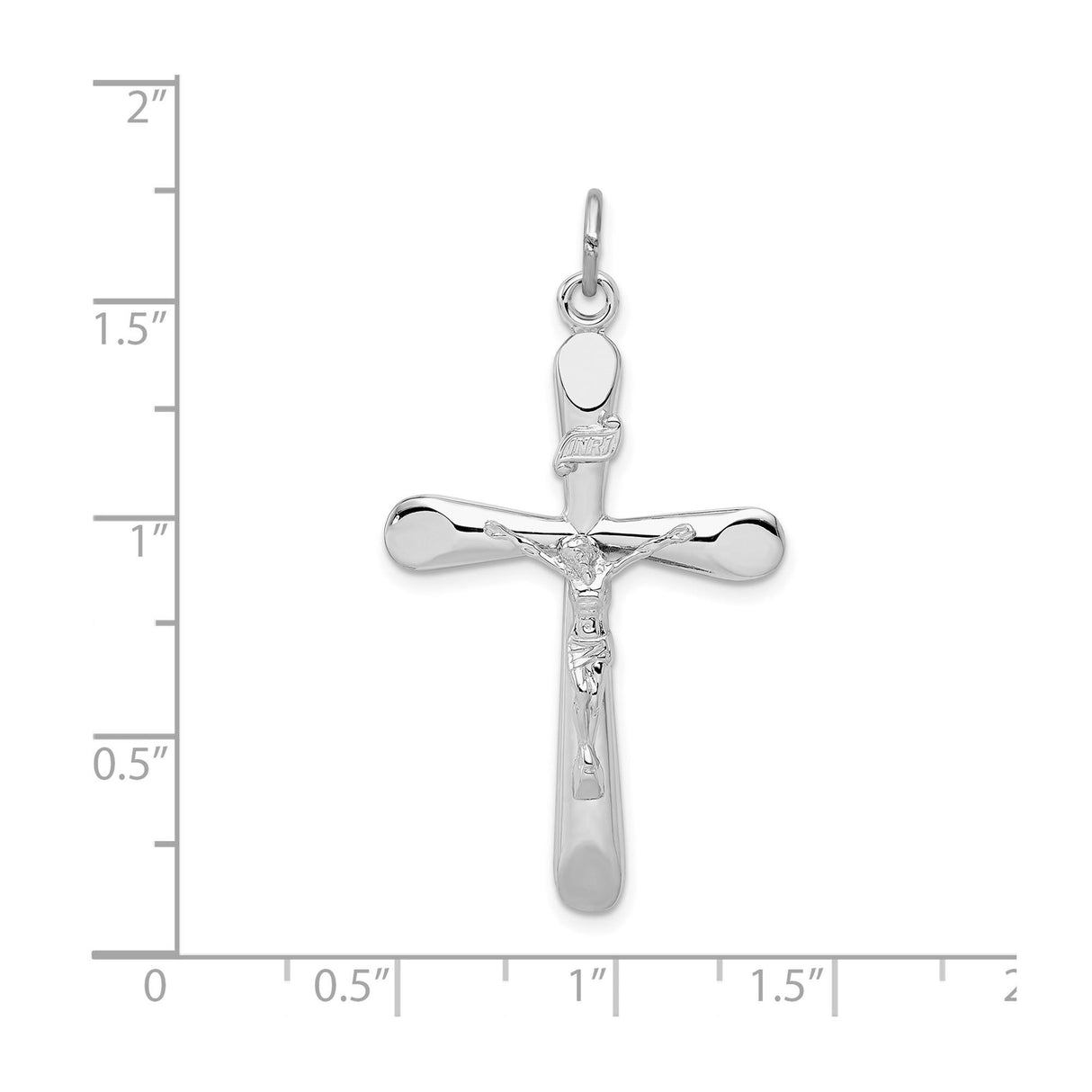 Sterling Silver Crucifix Pendant with Jesus INRI Charm, Religious Catholic Jewelry for Men and Women