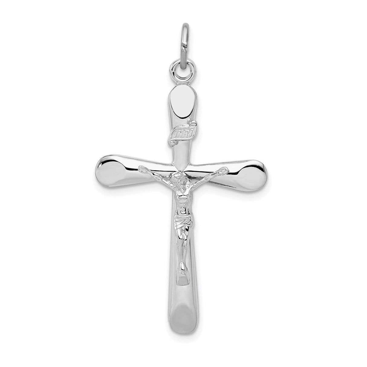 Sterling Silver Crucifix Pendant with Jesus INRI Charm, Religious Catholic Jewelry for Men and Women