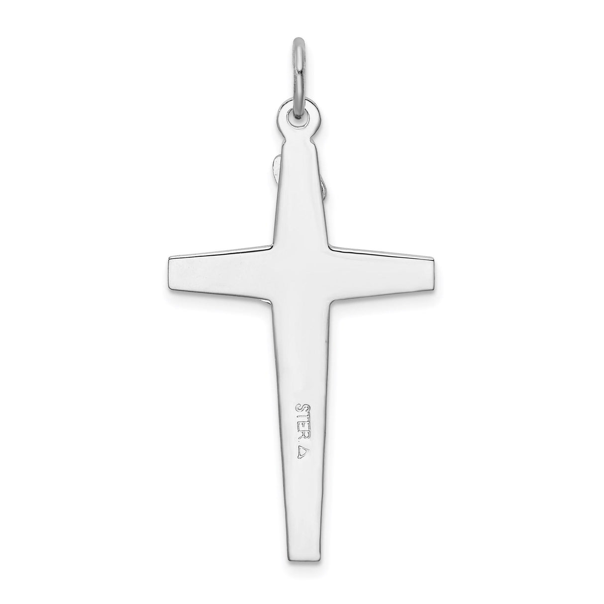Sterling Silver Crucifix Pendant with Black Enamel, Jesus Charm, Religious Design