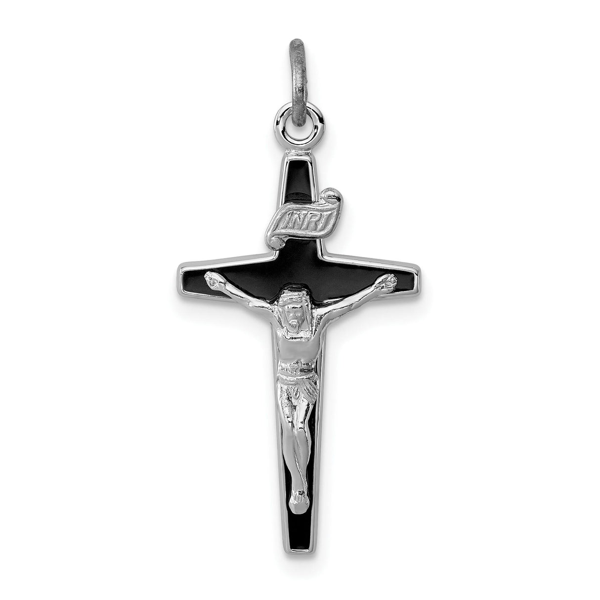 Sterling Silver Crucifix Cross Pendant with INRI and Jesus Figure for Men and Women