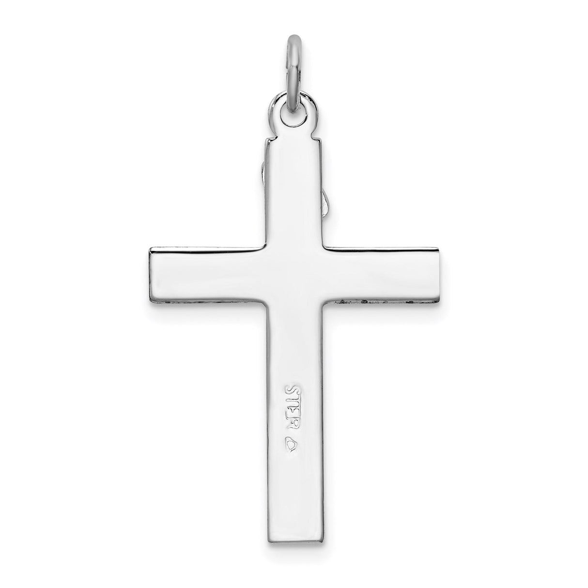 Sterling Silver Crucifix Cross Pendant with Raised Christ and Black Enamel Accents