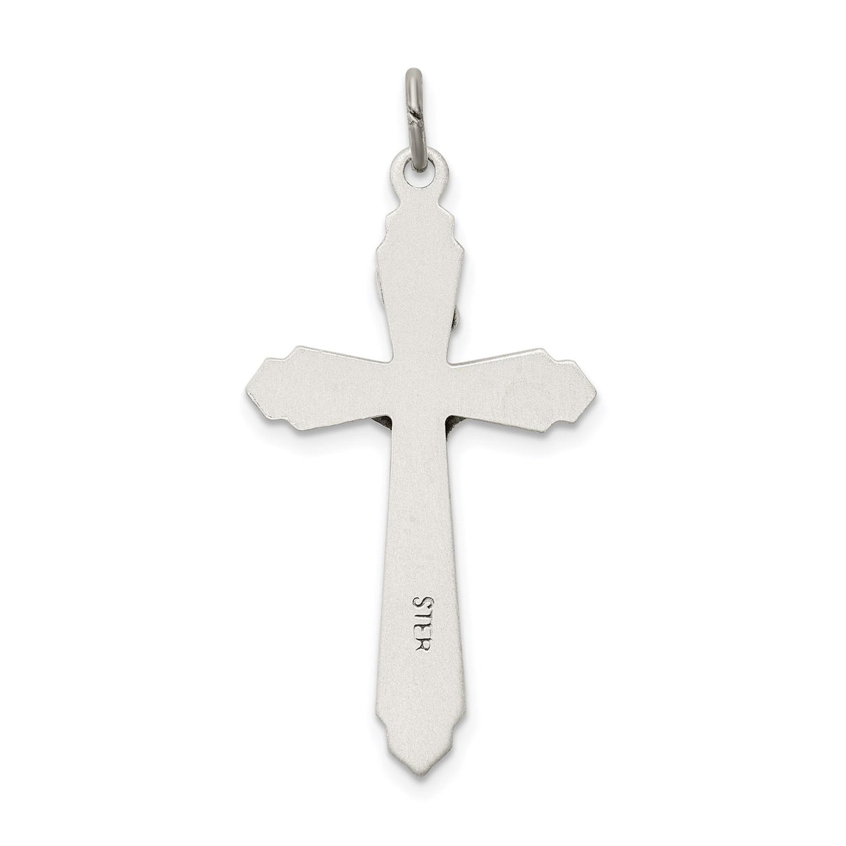 Sterling Silver Crucifix Cross Pendant with Matte Finish and Detailed Jesus Figure