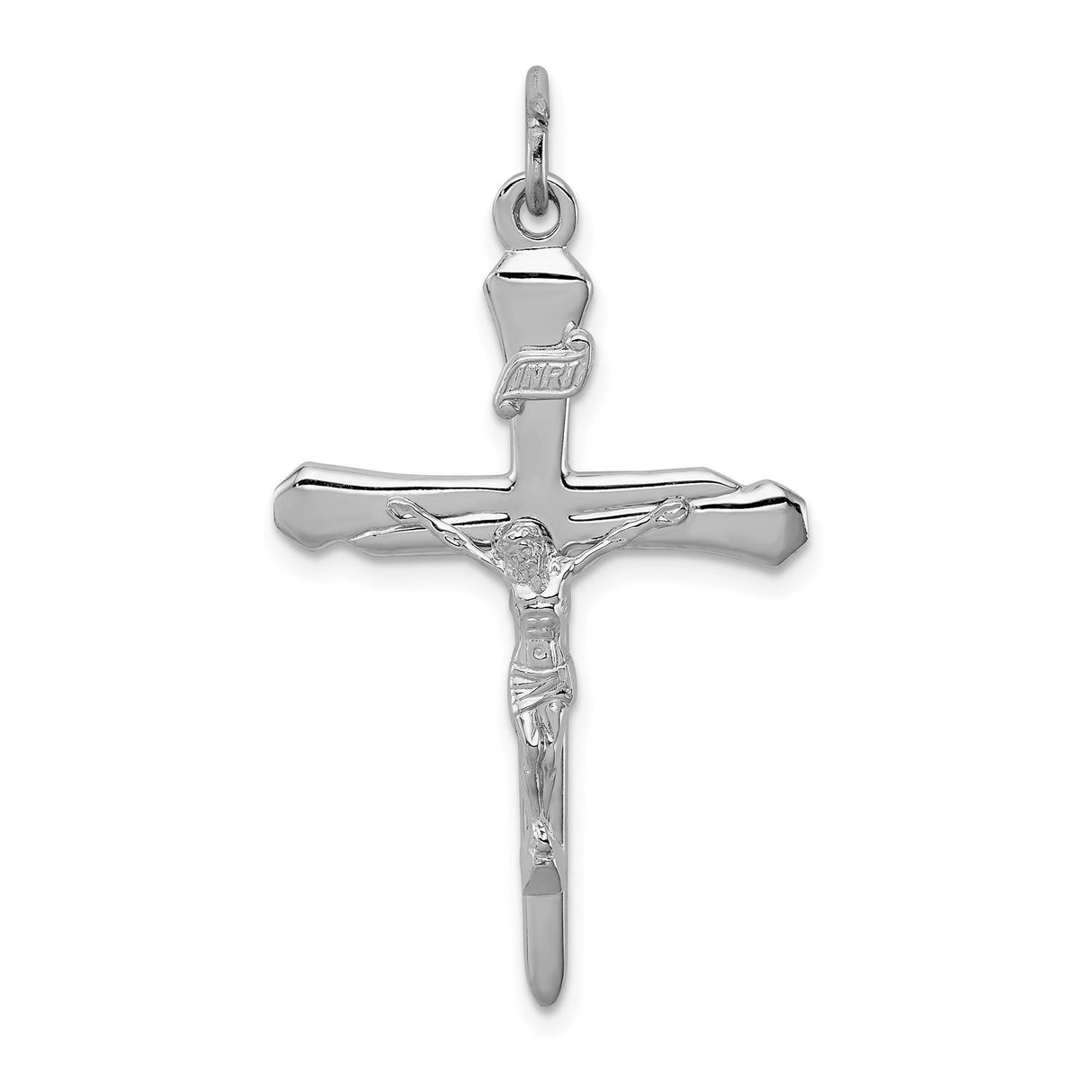 Sterling Silver Crucifix Pendant with Jesus on Latin Cross, Religious Design for Men and Women