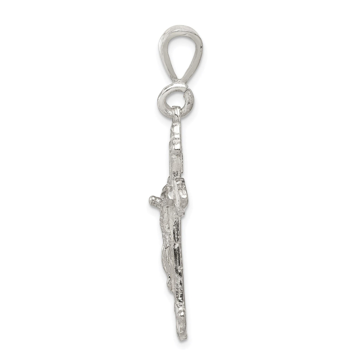 Sterling Silver Crucifix Cross Pendant with Textured Flared Ends, Bold Gothic Christian Style